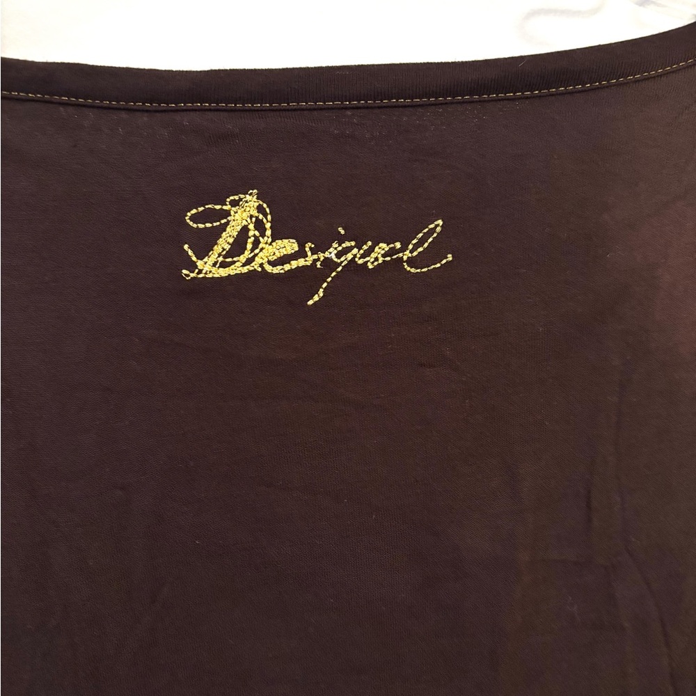 Desigual Guero Brown Long Sleeve Dress w/ Patterns Y2K Style - Picture 6 of 9